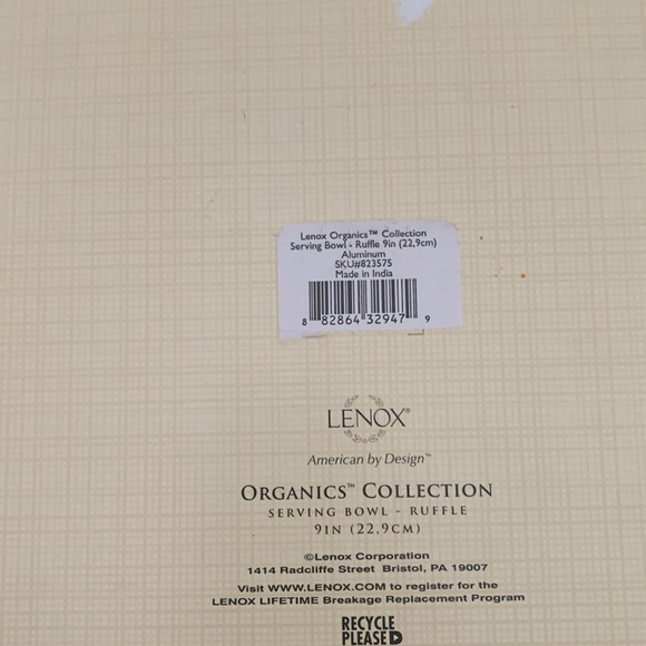 Brand new with tags Lenox Organics collections serving bowl - Picture 3 of 6